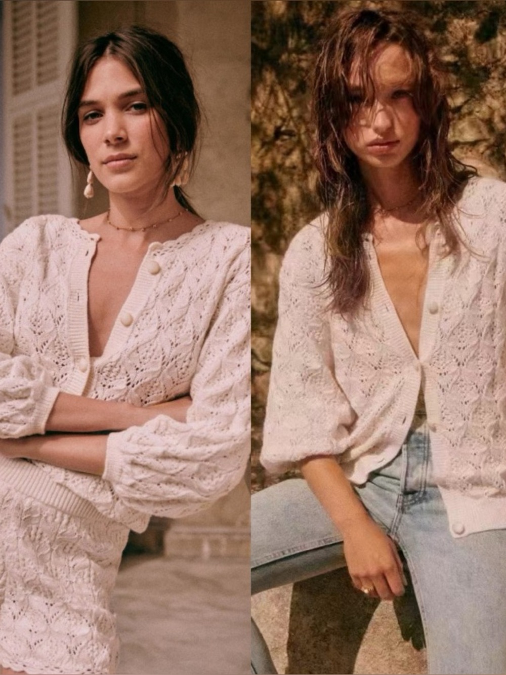 Sezane Anahi Cardigan in Ivory size XS no flaws